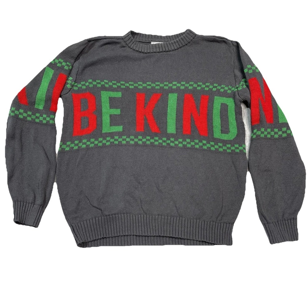 IML Be Kind Christmas Holiday Sweater Women's Small Gray Holiday‎ Party